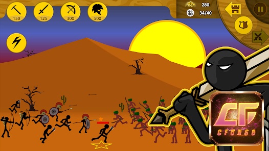 Người chơi nhập vai lãnh đạo một đội quân người que để tác chiến với các đối thủ khác