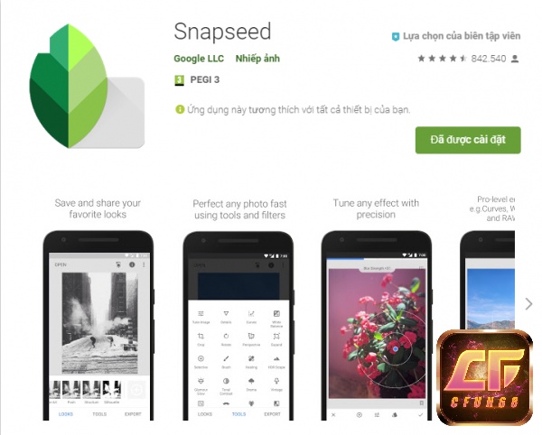 Có thể tải Snapseed thông qua cửa hàng Google Play