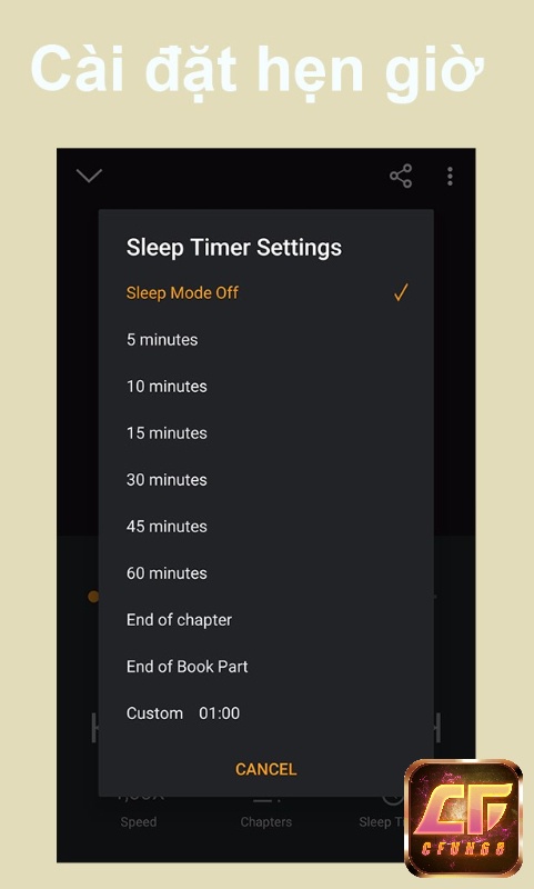 App Audible hỗ trợ bạn tính năng hẹn giờ để dừng phát