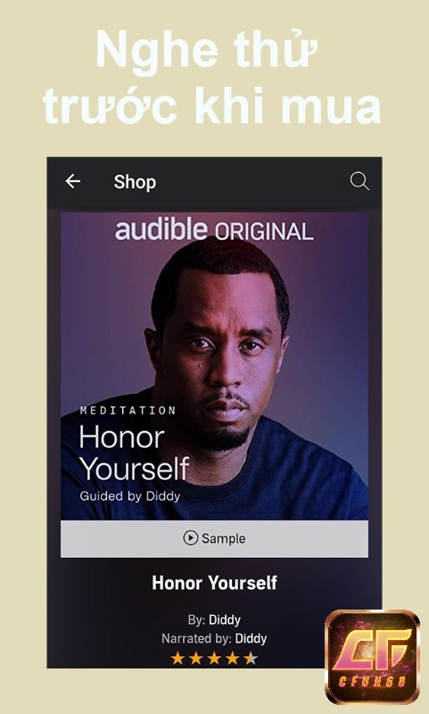 Audible cho phép bạn nghe thử một đoạn miễn phí trước khi mua