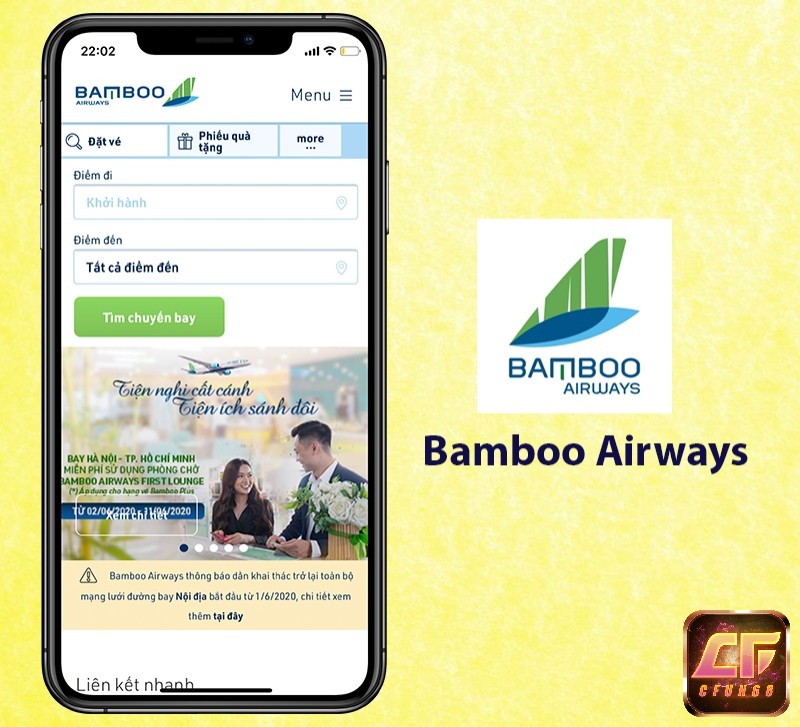 App Bamboo Airways ứng dụng đặt vé máy bay online của Bamboo Airways.