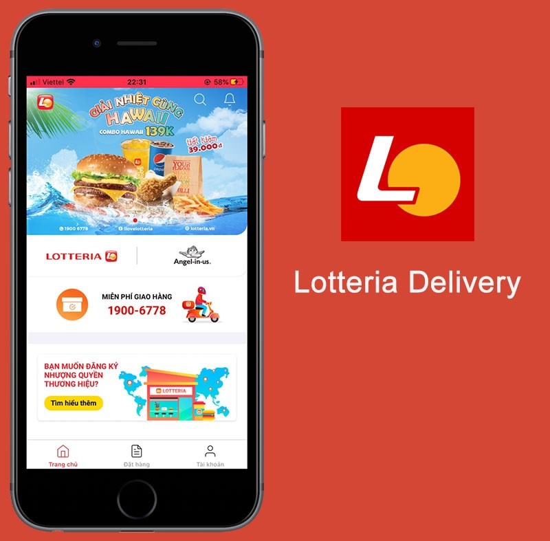 App Lotteria Delivery - Ứng dụng đặt gà Rán Lotteria tại nhà