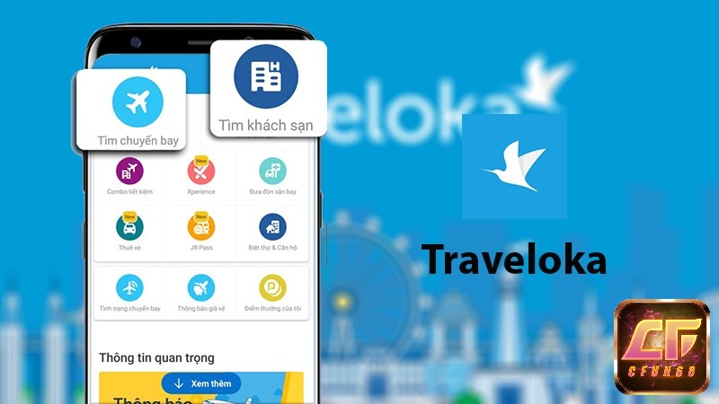 App Traveloka ứng dụng hỗ trợ người dùng đặt vé máy bay, phòng khách sạn, …