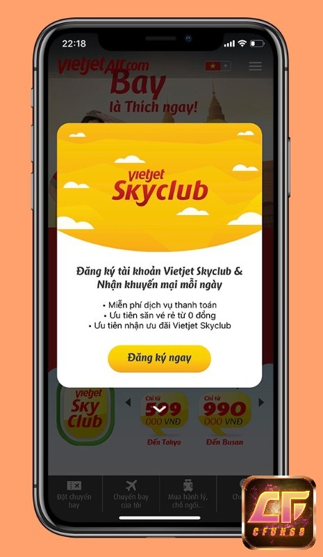 Đăng ký một tài khoản Skyclub trên VietJet Air để nhận được nhiều ưu đãi hấp dẫn
