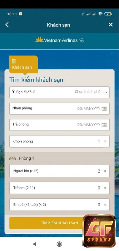 Bạn có thể đặt phòng khách sạn qua app Vietnam Airlines với giá ưu đãi