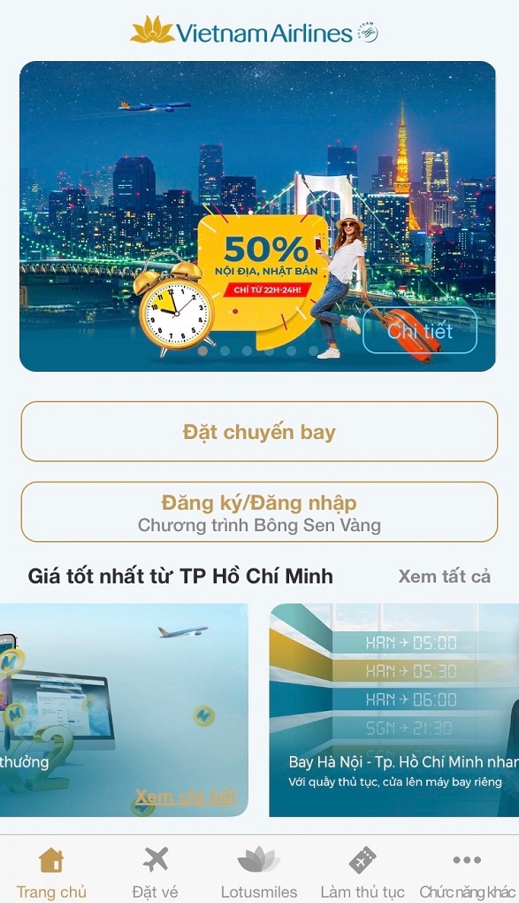 App Vietnam Airlines - Mua vé và tìm kiếm chuyến bay online