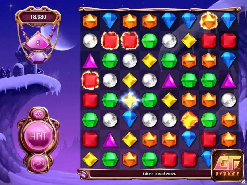Trò chơi Bejeweled Twist gồm có 8 loại viên kim cương