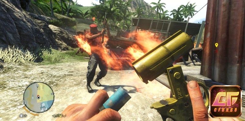 Trong Far Cry 3, người chơi hoàn thành nhiệm vụ bằng vũ khí như súng, mìn