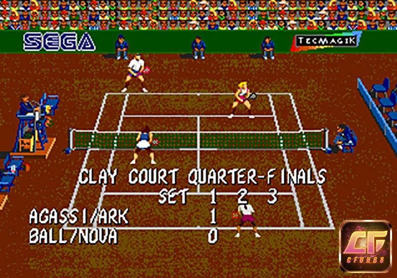 Game Andre Agassi Tennis sử dụng đồ họa 2D khá đơn giản