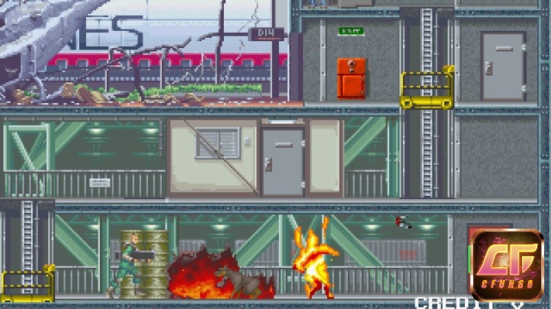 Đồ họa game Elevator Action rất cơ bản của thời kỳ những năm 1980