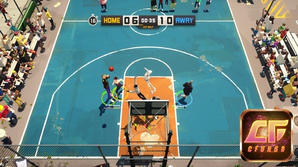 Các trận đấu trong game 3on3 FreeStyle: Rebound được chơi trên sân bóng rổ nửa sân với mỗi đội có ba cầu thủ