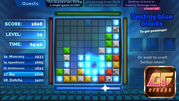 Trong game 3x64 nhiệm vụ của người chơi là sắp xếp các khối hình học thẳng hàng