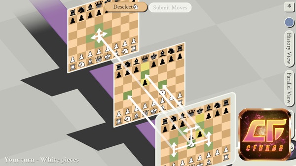Game 5D Chess With Multiverse Time Travel mở rộng lối chơi cờ vua truyền thống một cách độc đáo và sáng tạo