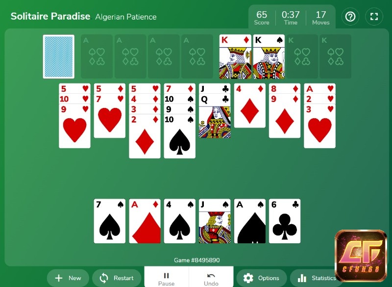 Game Algerian (card game) có lối chơi xếp bài theo thứ tự quen thuộc