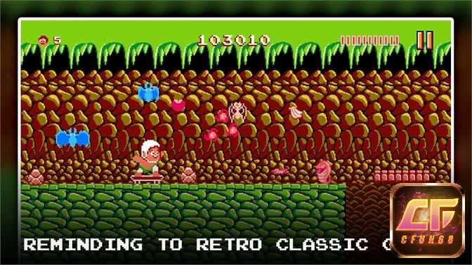 Game Adventure Island (video game) có đồ họa 8-bit đặc trưng