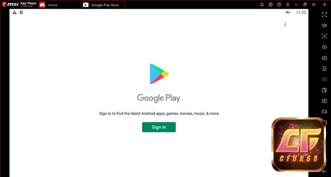 Đăng nhập vào tài khoản Google Play tại MSI App