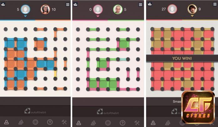 Dots and Boxes là game hai người chơi trên mobile ở thể loại đối kháng