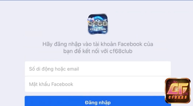 Đăng nhập CF68 qua mạng xã hội Facebook