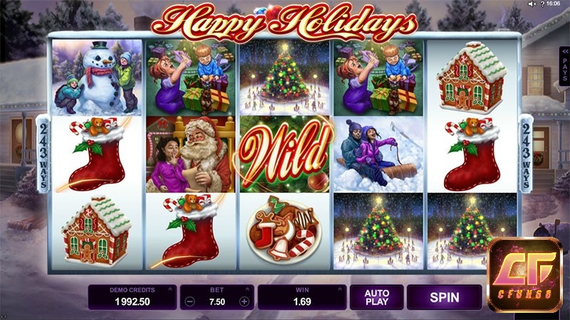 Biểu tượng Wild của Happy Holidays slot là chữ Wild