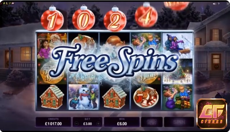 Bạn sẽ kích hoạt được tính năng Free Spin nếu quay được từ ba biểu tượng trang trí