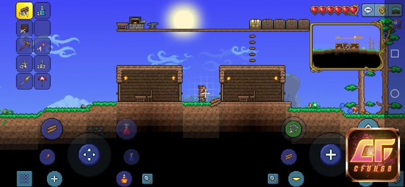 Game thủ có thể tự do xây dựng lâu đài trong game Terraria